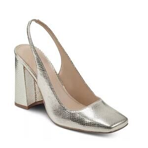 Marc Fisher LTD Womens Onna Square Toe Gold Slingback High Heel Pump Size 8 NWOB